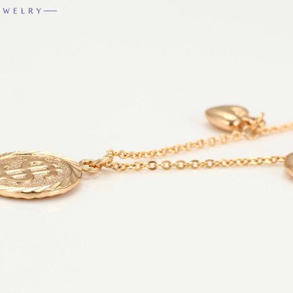 Gorgeous Hearts&Coin 18KGP Necklace - Picture 4 of 10